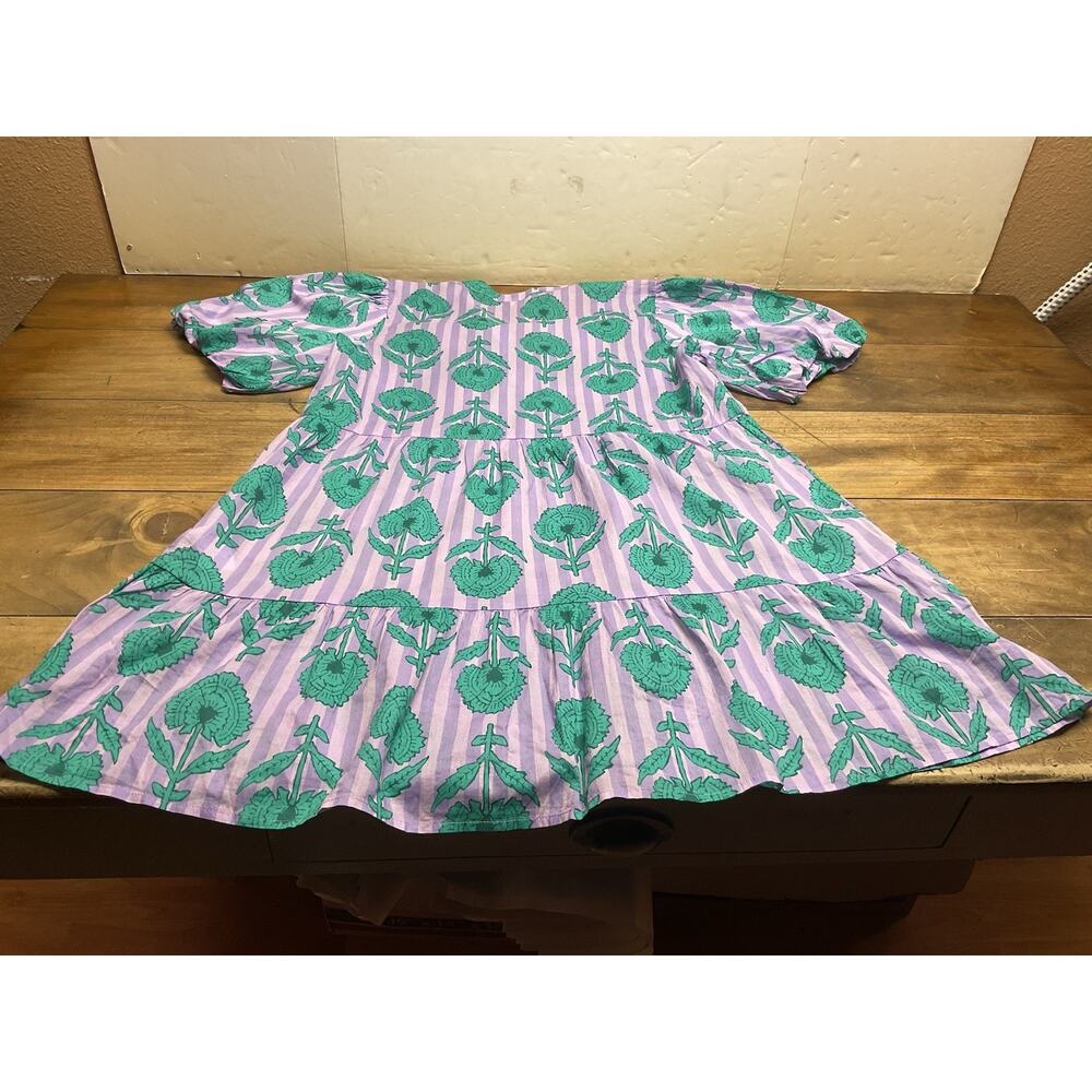 J. Crew Womens Floral Puff Sleeve Tiered Cover Up Sundress Size Medium - Picture 10 of 11